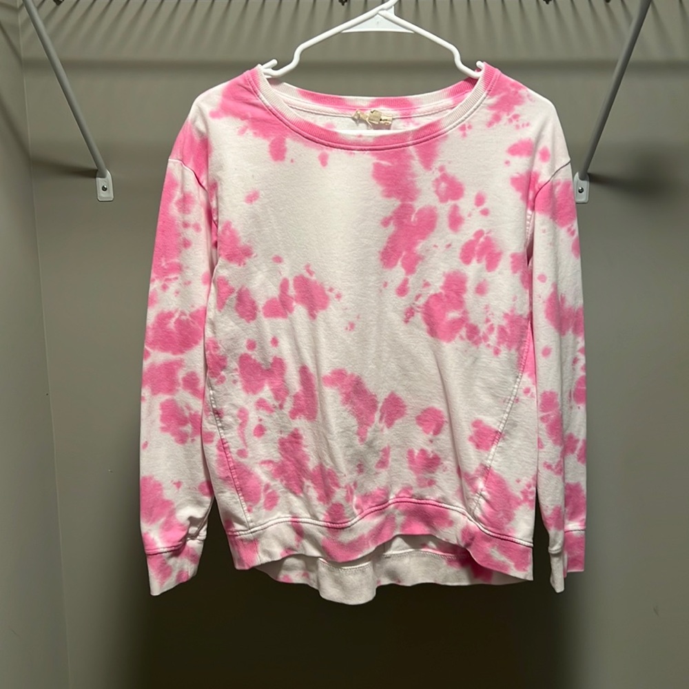 NWOT * June and Delaney Pink and White Crewneck Sweatshirt in Size Small